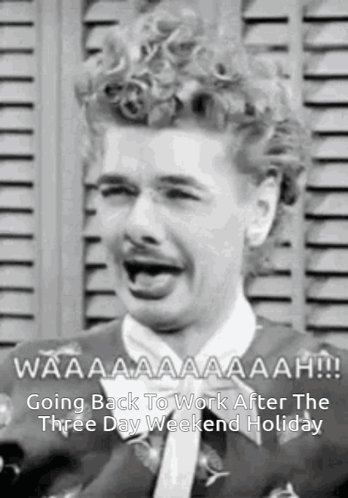 A Man Is Crying While Talking Into A Microphone And Says Going Back To Work After The Three Day Weekend Holiday . GIF