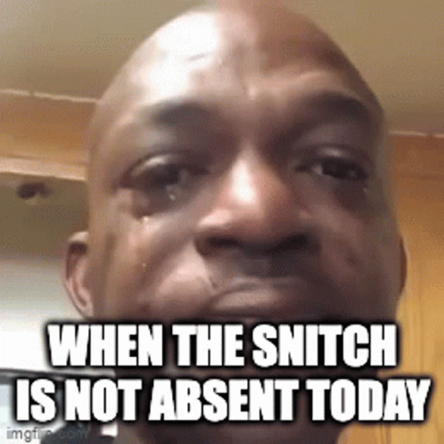 A Man Is Crying With A Caption That Reads `` When The Snitch Is Not Absent Today '' . GIF