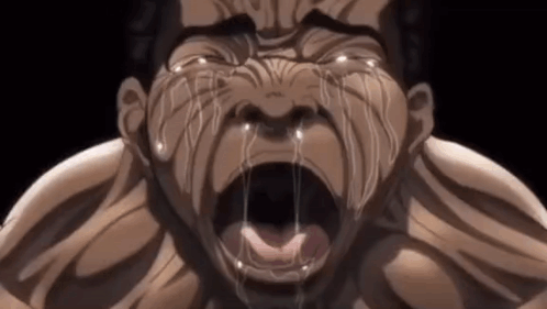 A Man Is Crying With His Mouth Open And Tears Are Coming Out Of His Eyes . GIF