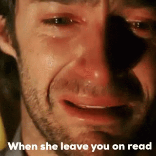 A Man Is Crying With Tears Running Down His Face And The Words `` When She Leave You On Read '' . GIF