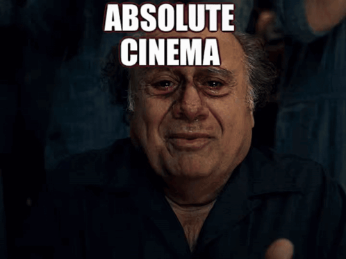 Crying Man With Absolute Cinema Text GIF