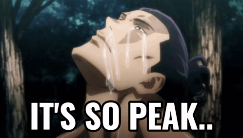 A Man Is Crying With The Words It 'S So Peak Written Below Him GIF