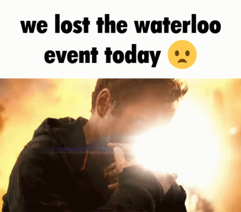A Man Is Crying With The Words We Lost The Waterloo Event Today Underneath Him GIF