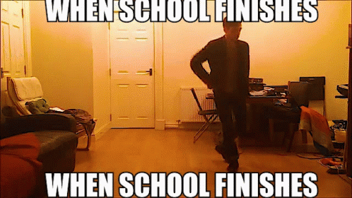 Man Dancing In Living Room When School Finishes GIF