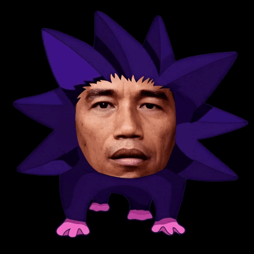 a man is dressed in a purple flower costume with pink paws