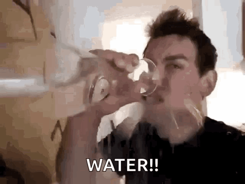 A Man Is Drinking Water From A Glass And Says Water ! GIF