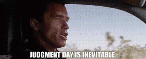 A Man Is Driving A Car And Saying `` Judgment Day Is Inevitable . '' GIF