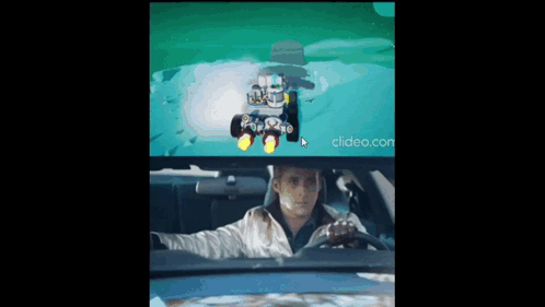 A Man Is Driving A Car With A Scuba Diver In The Rear View Mirror .. GIF