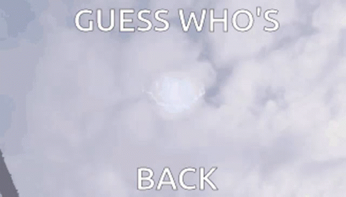 A Man Is Flying Through The Air With The Words Guess Who 'S Back On The Bottom GIF
