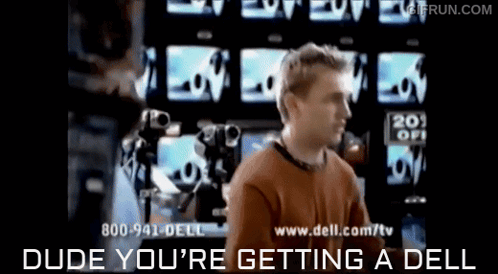A Man Is Getting A Dell Computer From Dell.com GIF