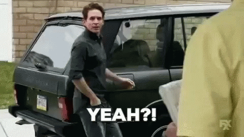A Man Is Getting Out Of A Range Rover And Says Yeah ? GIF