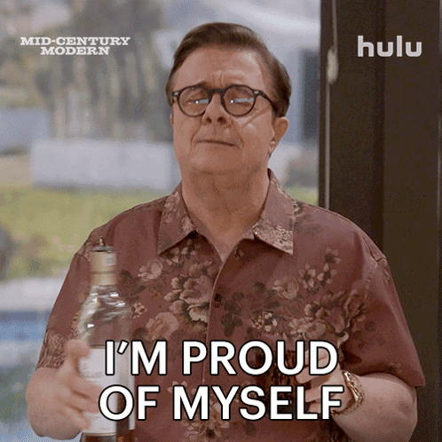A Man Is Holding A Bottle Of Whiskey And Saying I 'M Proud Of Myself GIF