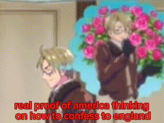 A Man Is Holding A Bouquet Of Pink Roses And Thinking About How To Confess To England GIF