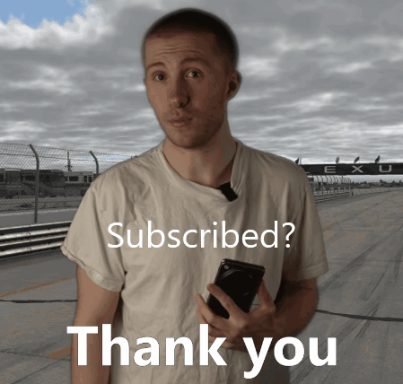 A Man Is Holding A Cell Phone In Front Of A Sign That Says " Subscribed " GIF