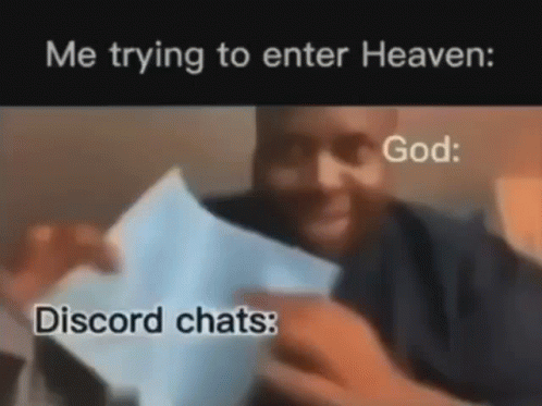 A Man Is Holding A Piece Of Paper That Says `` Me Trying To Enter Heaven : God : '' . GIF