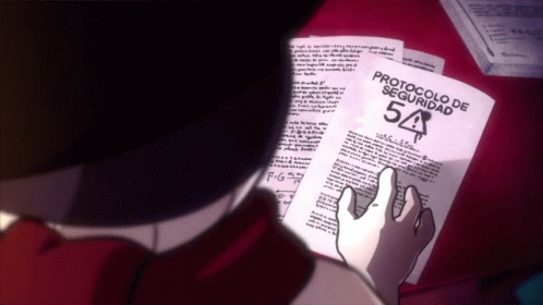 A Man Is Holding A Piece Of Paper That Says Protocolo De Seguridad 54 GIF