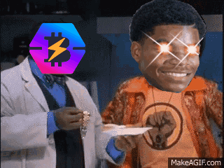A Man Is Holding A Piece Of Paper With A Fist On It And A Lightning Bolt On His Head GIF