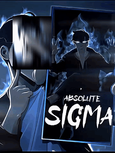 A Man Is Holding A Poster That Says Absolute Sigma In Front Of His Face GIF