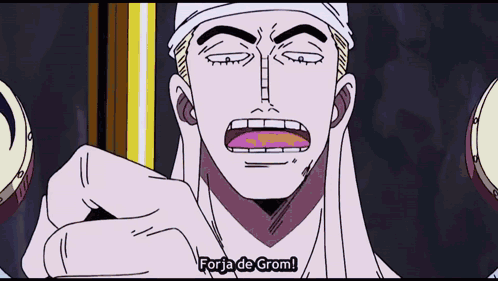 A Man Is Holding A Stick And Says Forja De Grom . GIF