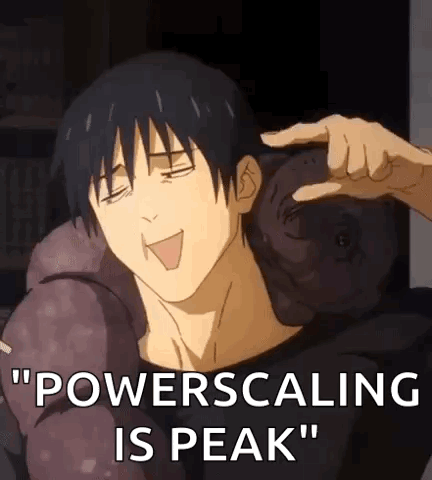 A Man Is Holding A Stuffed Animal And Saying `` Power Scaling Is Peak '' While Sitting On A Couch . GIF