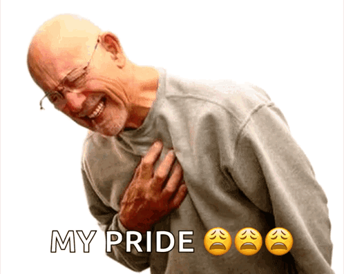A Man Is Holding His Chest With The Words " My Pride " Written Below Him GIF