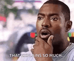 A Man Is Holding His Hand To His Chin And Says `` That Explains So Much ... '' . GIF