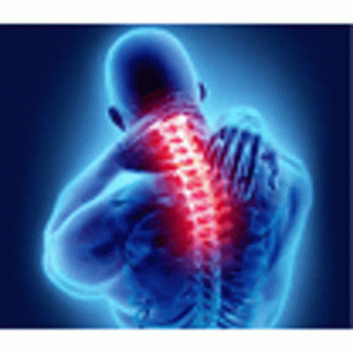A Man Is Holding His Neck And Back In Pain Because Of A Sickness . GIF