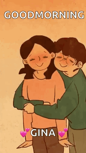 A Man Is Hugging A Woman In A Cartoon And The Woman Is Smiling . GIF