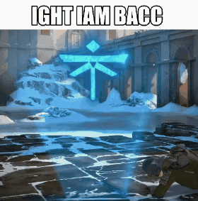 A Man Is Kneeling Down In Front Of A Sign That Says ' Ight I Am Bacc ' GIF