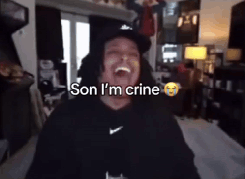 A Man Is Laughing With The Words Son I 'M Crine GIF