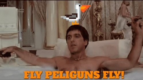 A Man Is Laying In A Bathtub With The Words Fly Peliguns Fly GIF