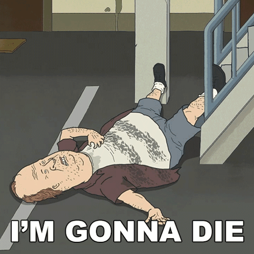 A Man Is Laying On The Ground With The Words I 'M Gonna Die Below Him GIF