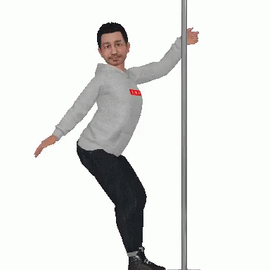 A Man Is Leaning Against A Pole With A Sweatshirt That Says Supreme GIF