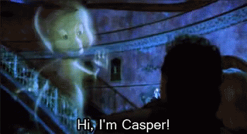 A Man Is Looking At A Ghost That Is Saying Hi , I 'M Casper . GIF