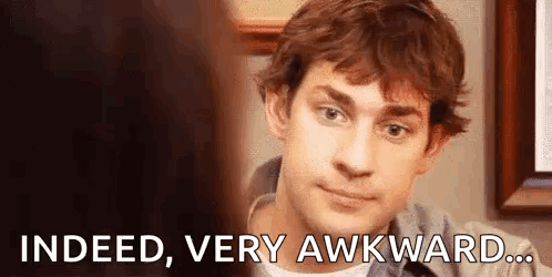 A Man Is Looking At A Woman And Saying `` Indeed , Very Awkward ... '' GIF