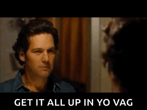 A Man Is Looking At Himself In A Mirror And Saying Get It All Up In Yo Vag . GIF