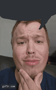 A Man Is Making A Funny Face With A Speech Bubble Above His Head And The Website Giflr.com Is Below Him GIF