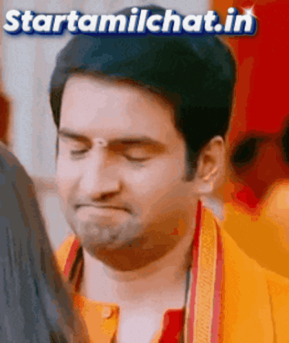 A Man Is Making A Funny Face With The Words Starttamilchat.in Above Him GIF