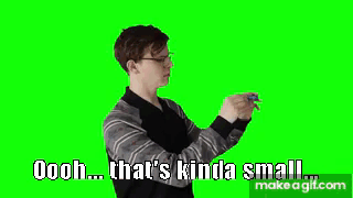 A Man Is Measuring Something With A Tape Measure On A Green Screen And Says `` That 'S Kinda Small '' . GIF