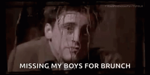 A Man Is Missing His Boys For Brunch In A Movie . GIF