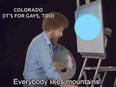 a man is painting on an easel and says colorado it 's for gays too