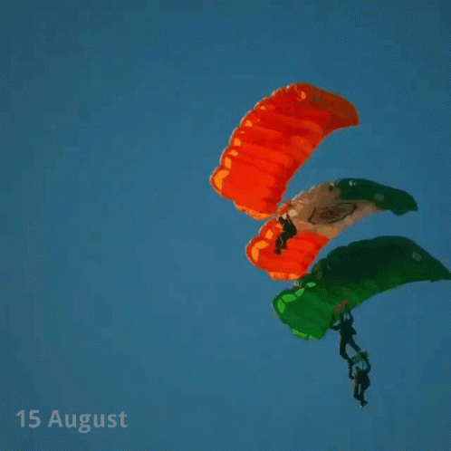 A Man Is Parachuting With The Words Happy Indepence Day Written On The Bottom GIF