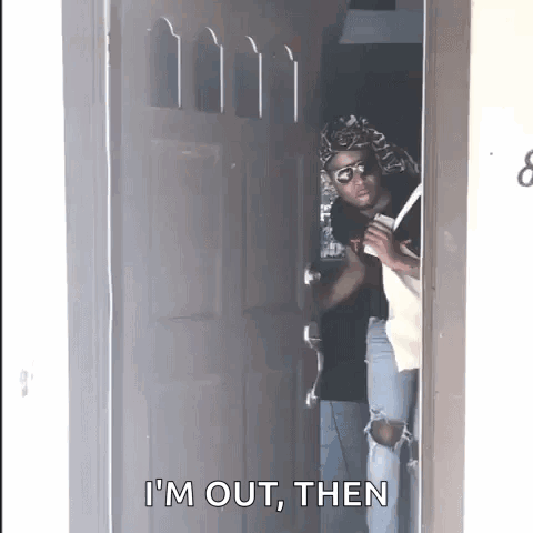 Man Peeking Out Of Door Says Im Out Then GIF