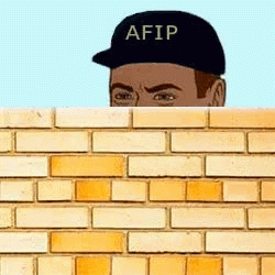 A Man Is Peeking Over A Brick Wall Wearing A Hat That Says Afip GIF