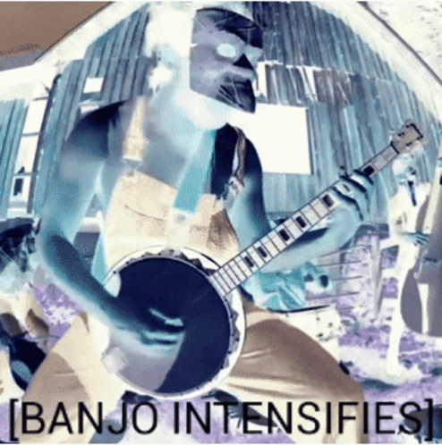 Man Playing Banjo Banjo Intensifies Text GIF