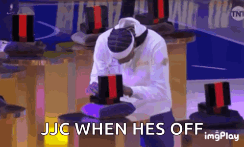 A Man Is Playing A Game And The Words Jjc When He 'S Off Are Visible GIF