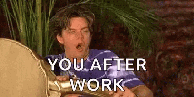 A Man Is Playing A Trumpet With His Mouth Open And Says `` You After Work '' . GIF