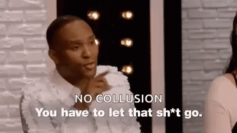 A Man Is Pointing At A Woman And Saying `` No Collusion You Have To Let That Sh ** T Go . '' GIF