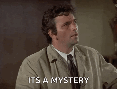 A Man Is Pointing Up And Saying `` It 'S A Mystery '' With His Finger . GIF