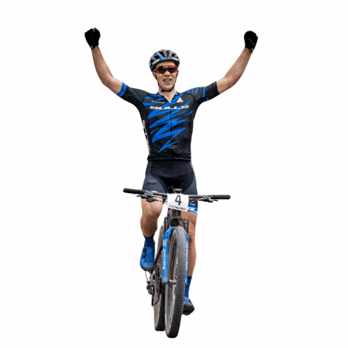 A Man Is Riding A Bike With The Number 4 On It GIF